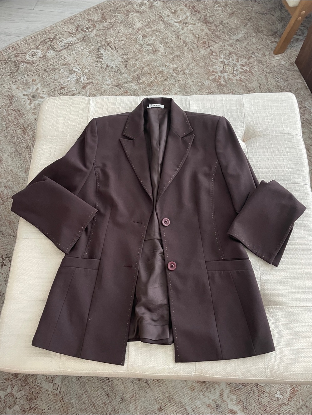 Ladies stretch Dark Brown Two-Button Blazer